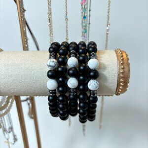 3 Pack Black Obsidian Stretch Bracelet – Natural Healing Protective Crystal